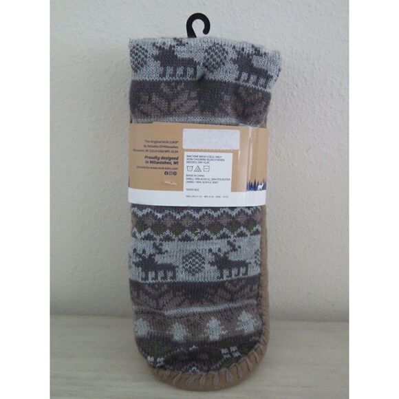 Muk Luks Men's Sz L/XL (11-13) Gray Moose Slip Resistant Slipper Socks - Picture 2 of 4